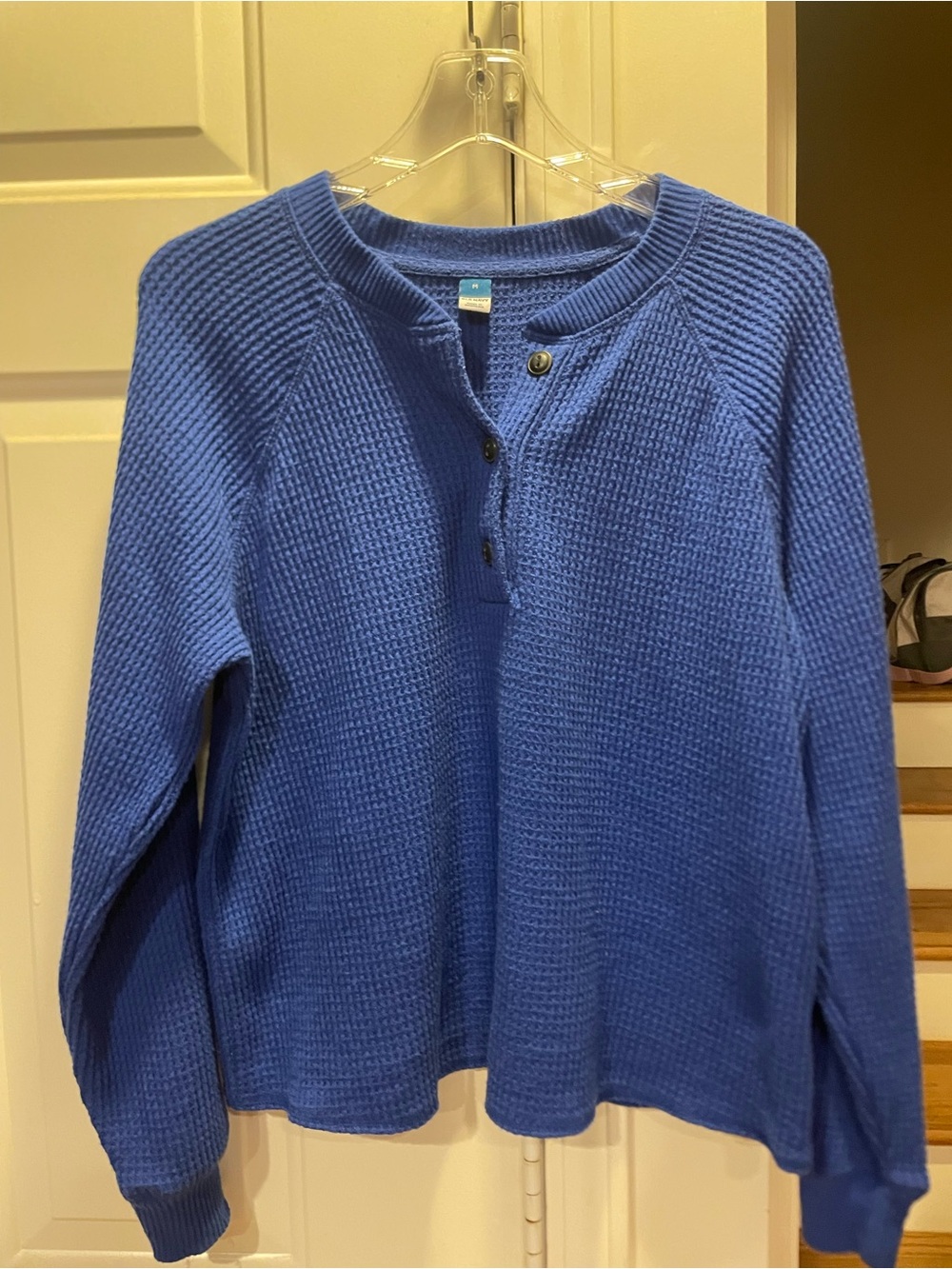 Old Navy Royal Blue Waffle Henley Sweater